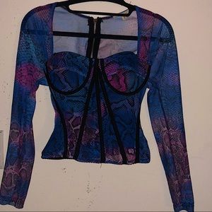 Snakeskin Corset Sheer Top